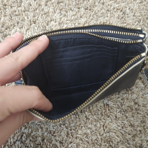 EUC Rare Coach Midnight Blue Crossgrain Double Compartment Wallet/Wristlet - Picture 3 of 9